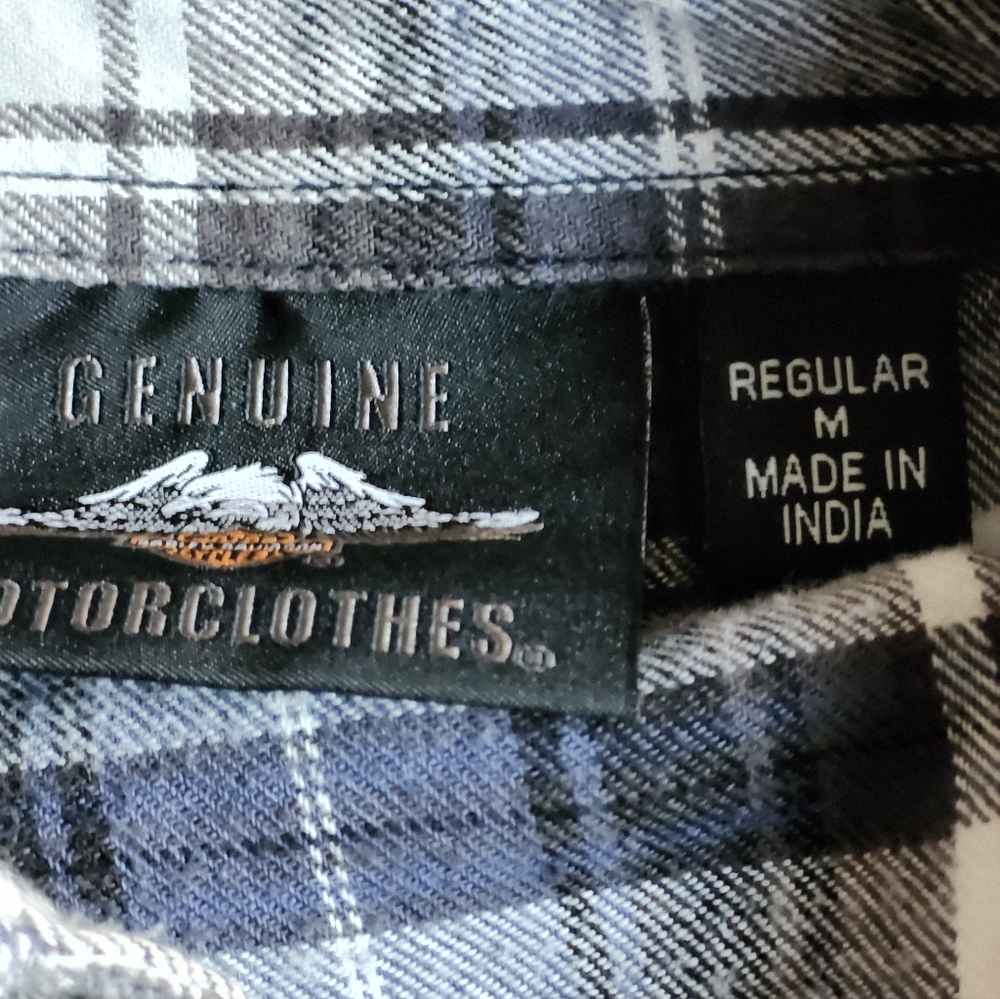 Womens/Men's Harley Davidson Blue Plaid Shirt - Picture 5 of 10
